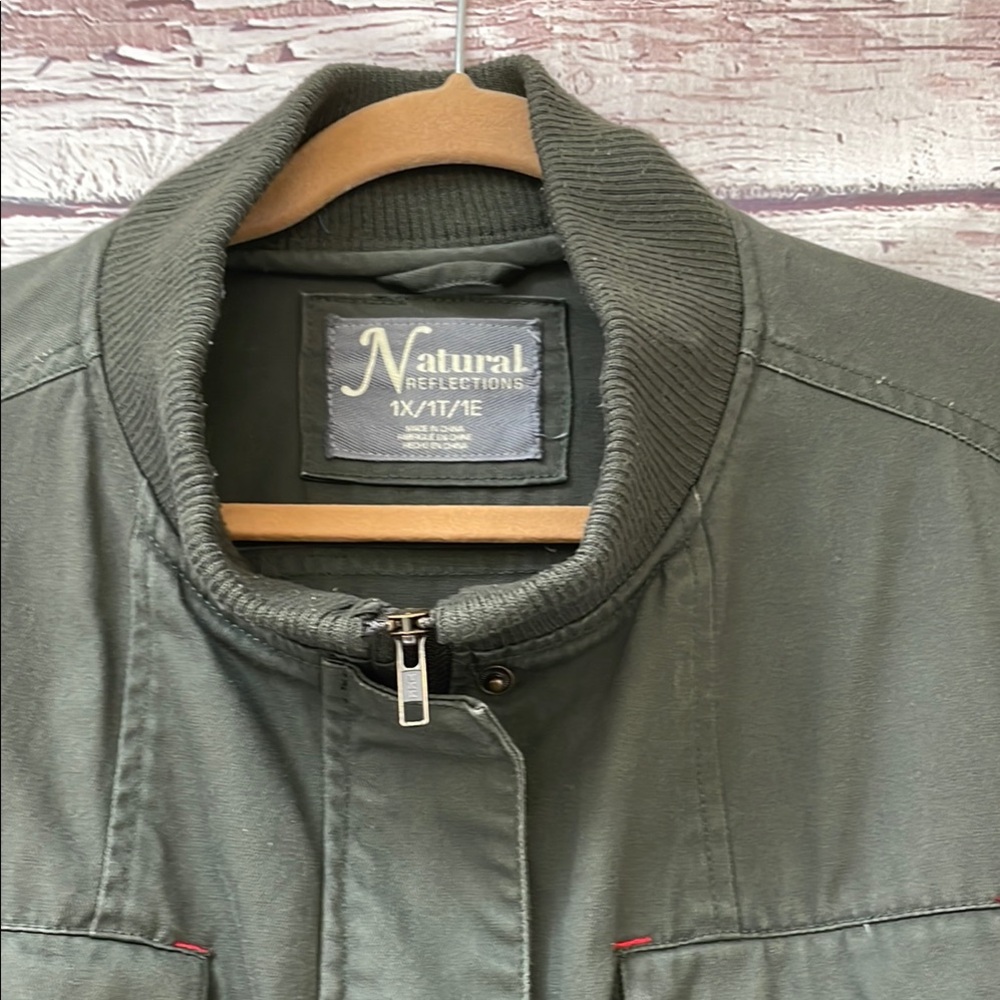 Natural Reflections Olive Utility Jacket With Pat… - image 2